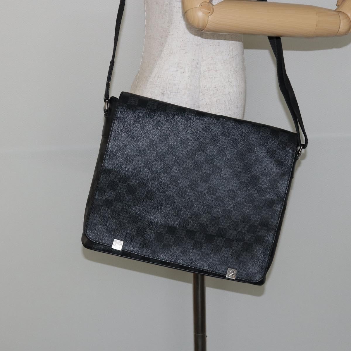 LOUIS VUITTON Damier Graphite District MM Shoulder Bag N41272 LV Auth BA6198