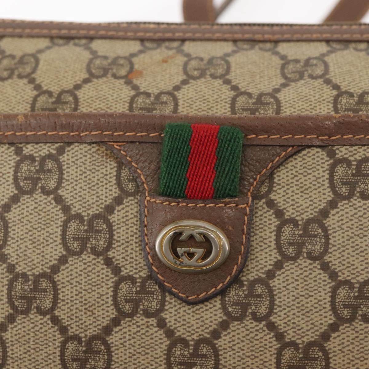 GUCCI GG Supreme Web Sherry Line Shoulder Bag PVC Beige 89 02 077 Auth BA6200