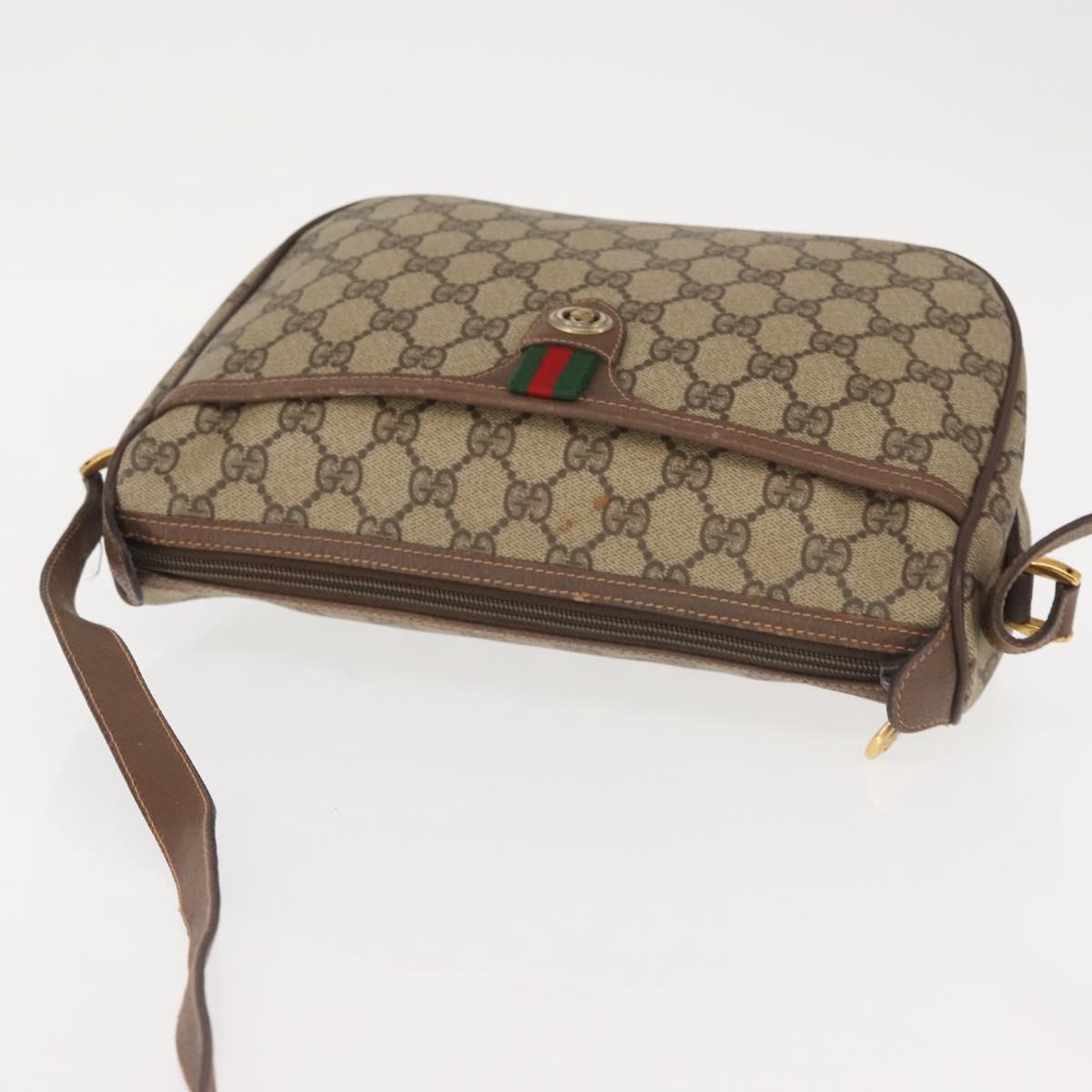 GUCCI GG Supreme Web Sherry Line Shoulder Bag PVC Beige 89 02 077 Auth BA6200