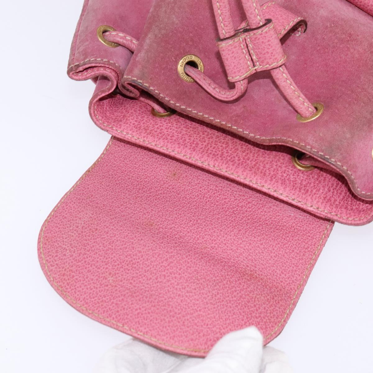 GUCCI Bamboo Backpack Suede Pink Gold 003 2034 0030 Auth BA6202
