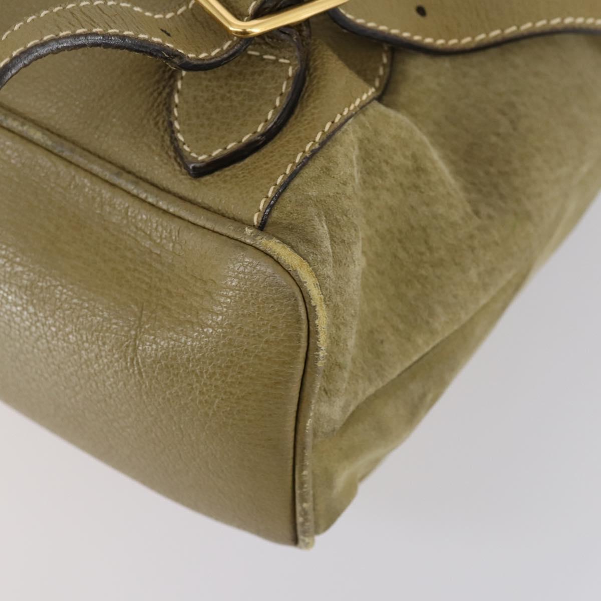 GUCCI Bamboo Backpack Suede Khaki Gold 003 58 0016 Auth BA6204