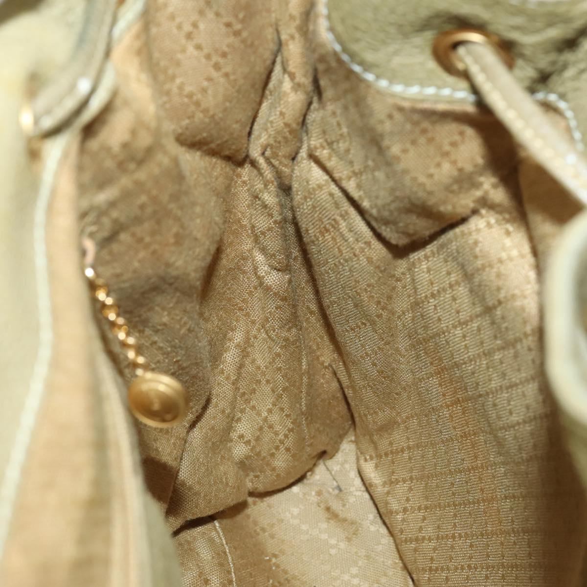 GUCCI Bamboo Backpack Suede Khaki Gold 003 58 0016 Auth BA6204