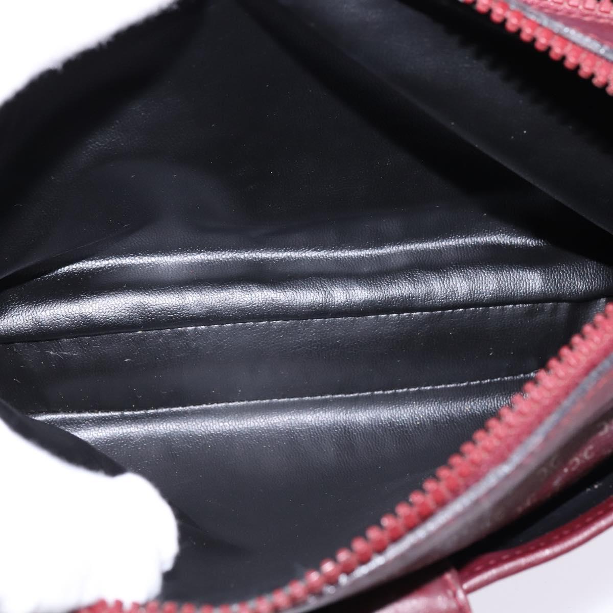 CELINE Macadam Canvas Shoulder Bag Bordeaux Gold Auth BA6206