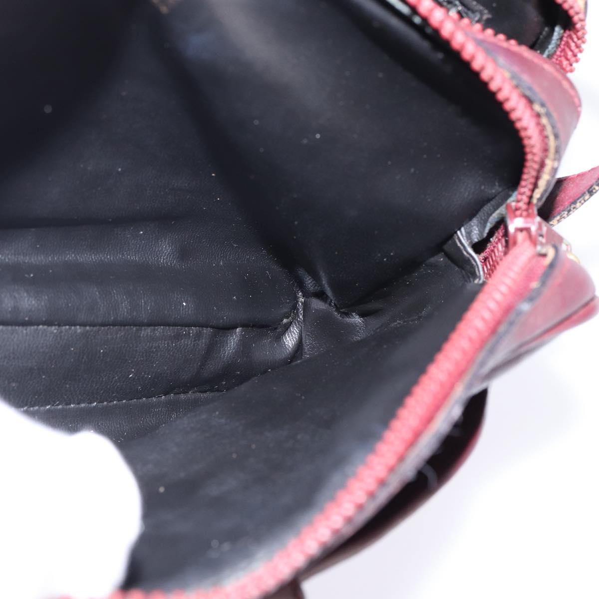 CELINE Macadam Canvas Shoulder Bag Bordeaux Gold Auth BA6206