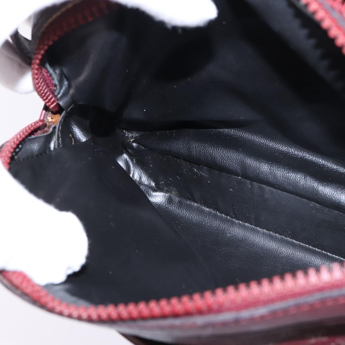 CELINE Macadam Canvas Shoulder Bag Bordeaux Gold Auth BA6206