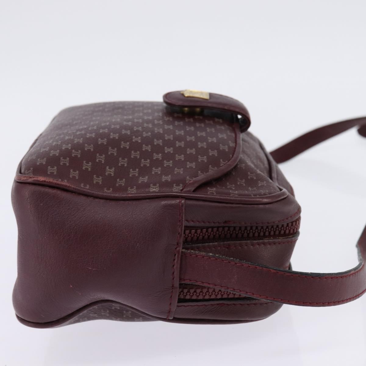 CELINE Macadam Canvas Shoulder Bag Bordeaux Gold Auth BA6206