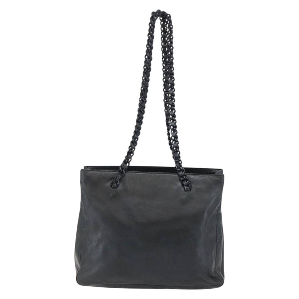 PRADA Shoulder Bag Leather Black Auth BA6207