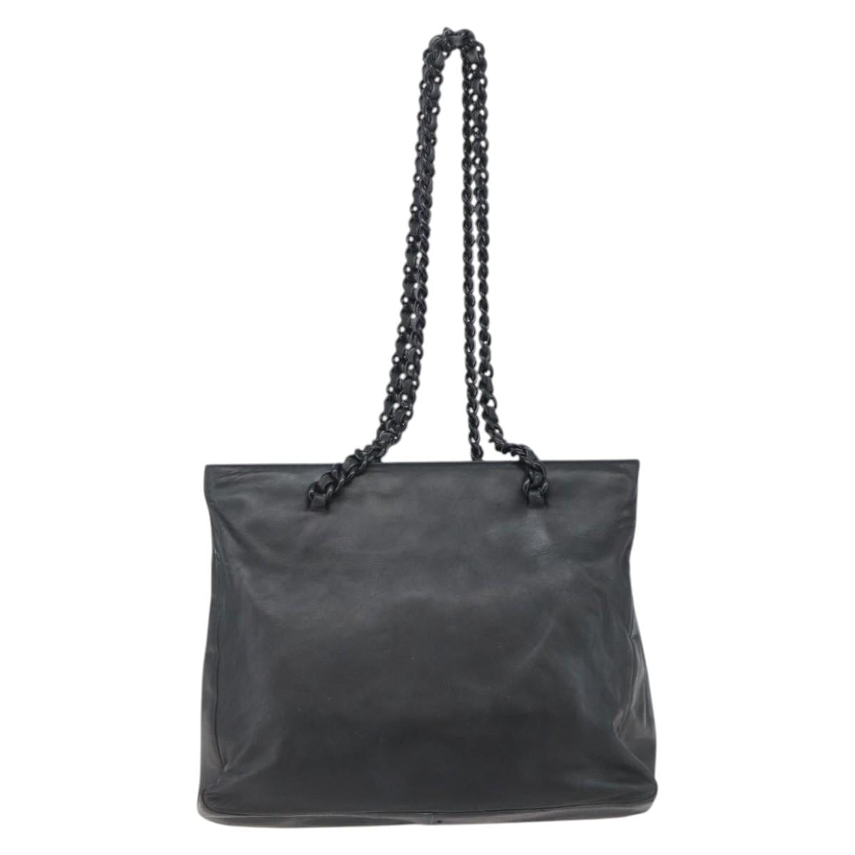 PRADA Shoulder Bag Leather Black Auth BA6207