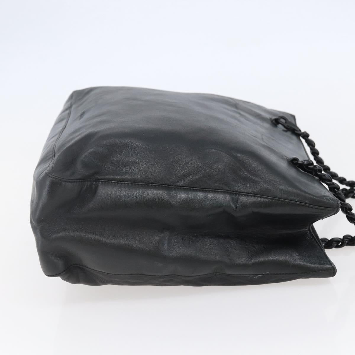 PRADA Shoulder Bag Leather Black Auth BA6207