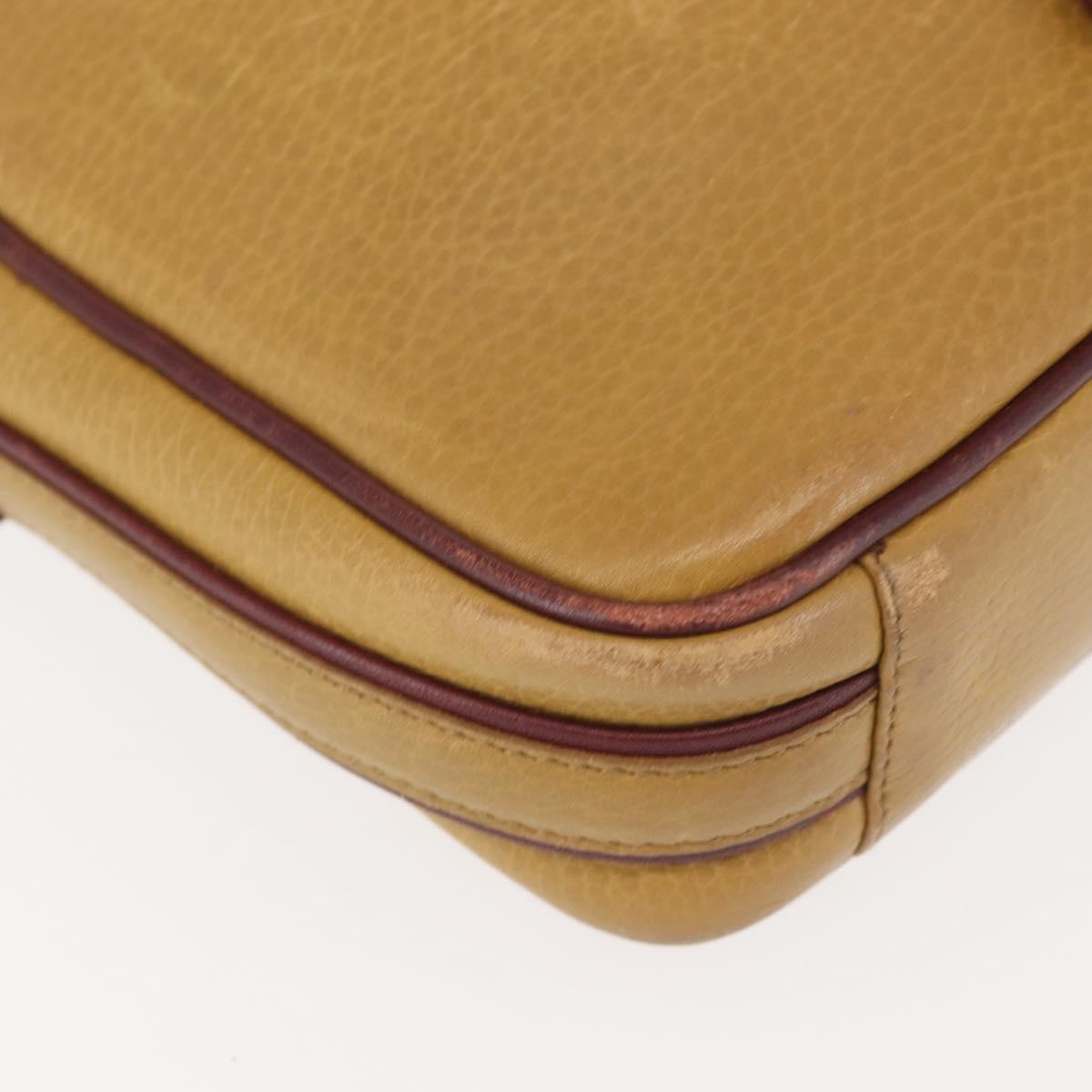 CARTIER Shoulder Bag Leather Beige Gold Auth BA6209