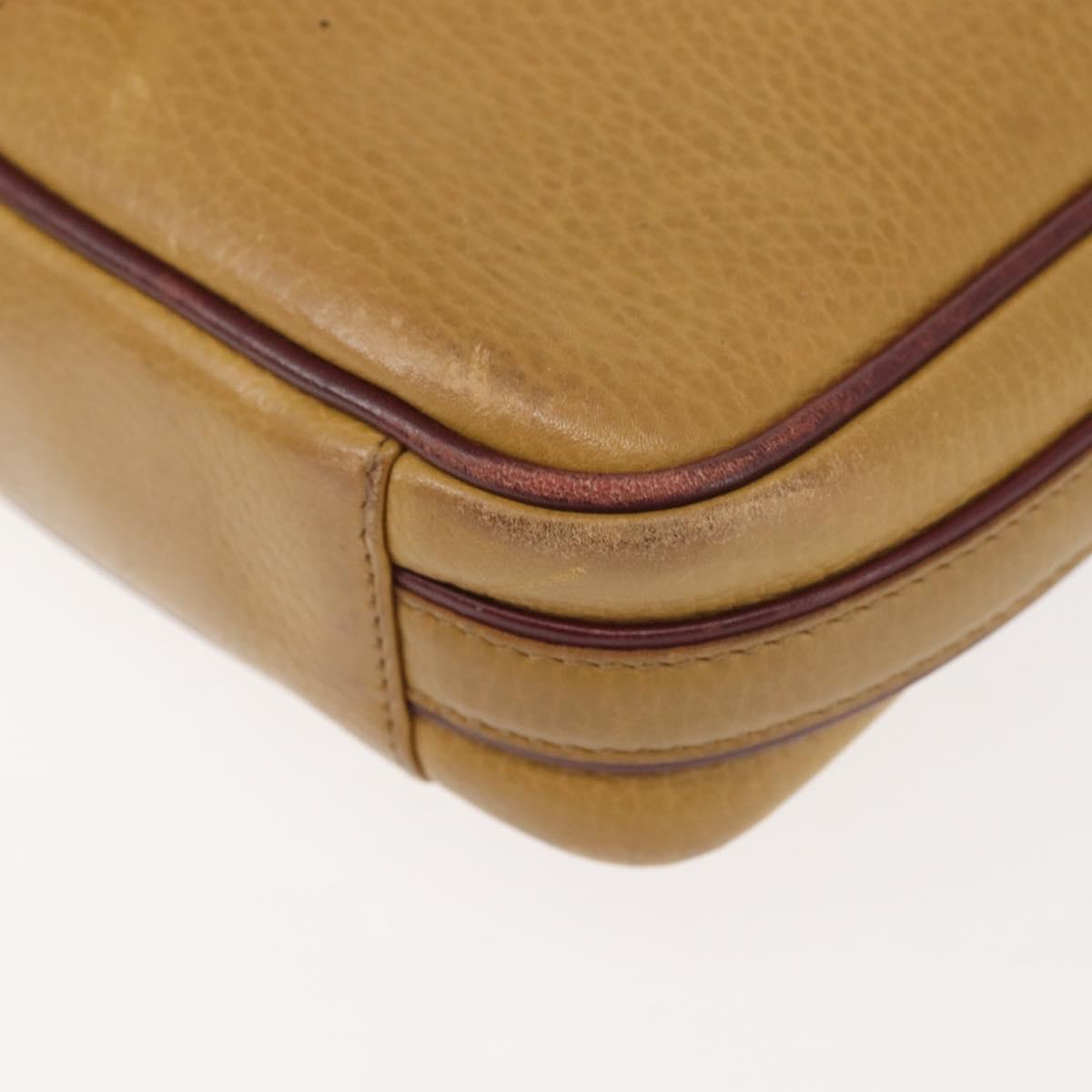CARTIER Shoulder Bag Leather Beige Gold Auth BA6209