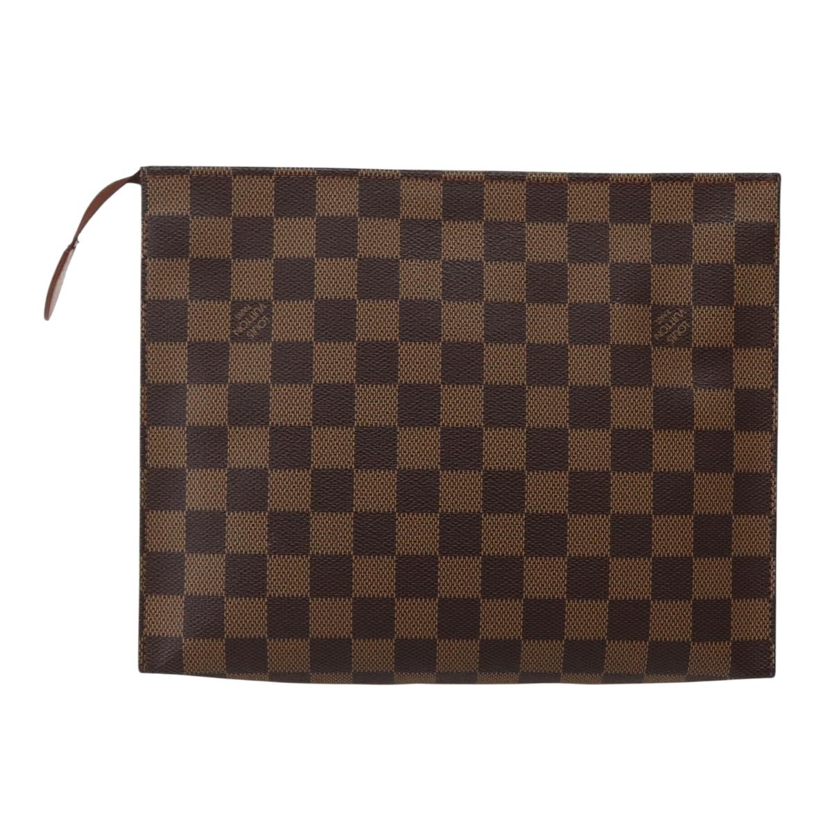 LOUIS VUITTON Damier Ebene Poche Toilette 26 Pouch N47543 LV Auth BA6219