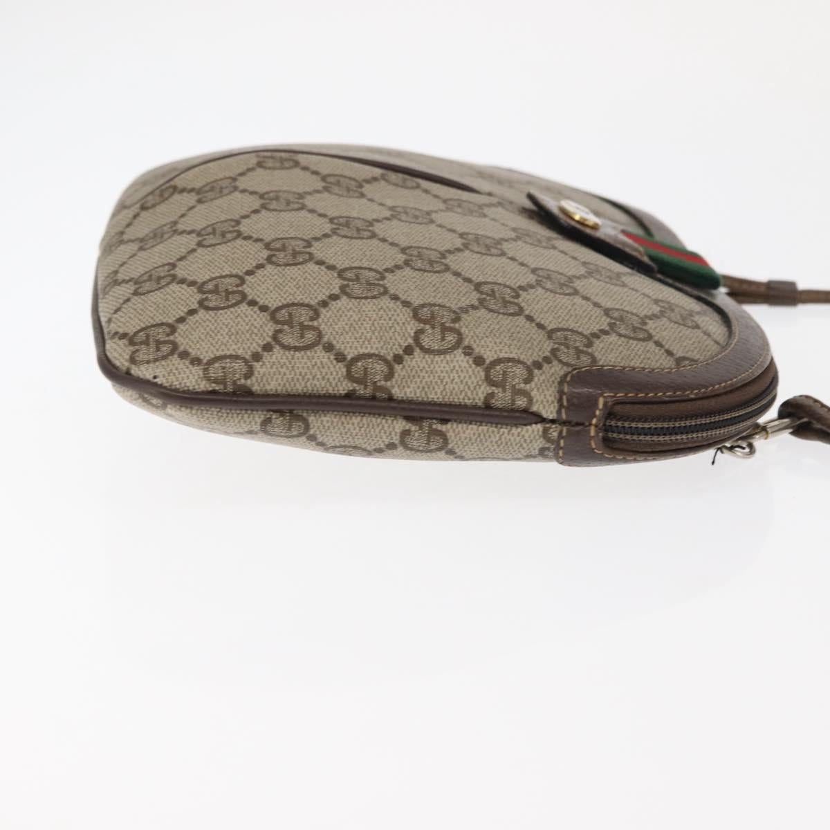 GUCCI GG Supreme Web Sherry Line Bag PVC Beige Gold Red 904 02 047 Auth BA6221