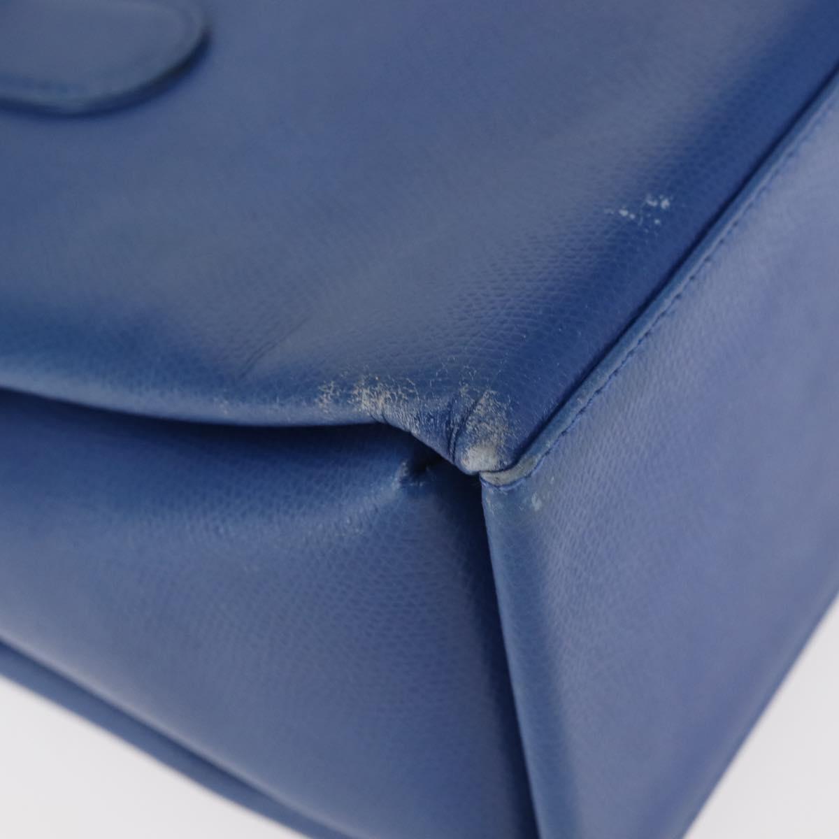 MCM Hand Bag Leather Blue Gold Auth BA6222