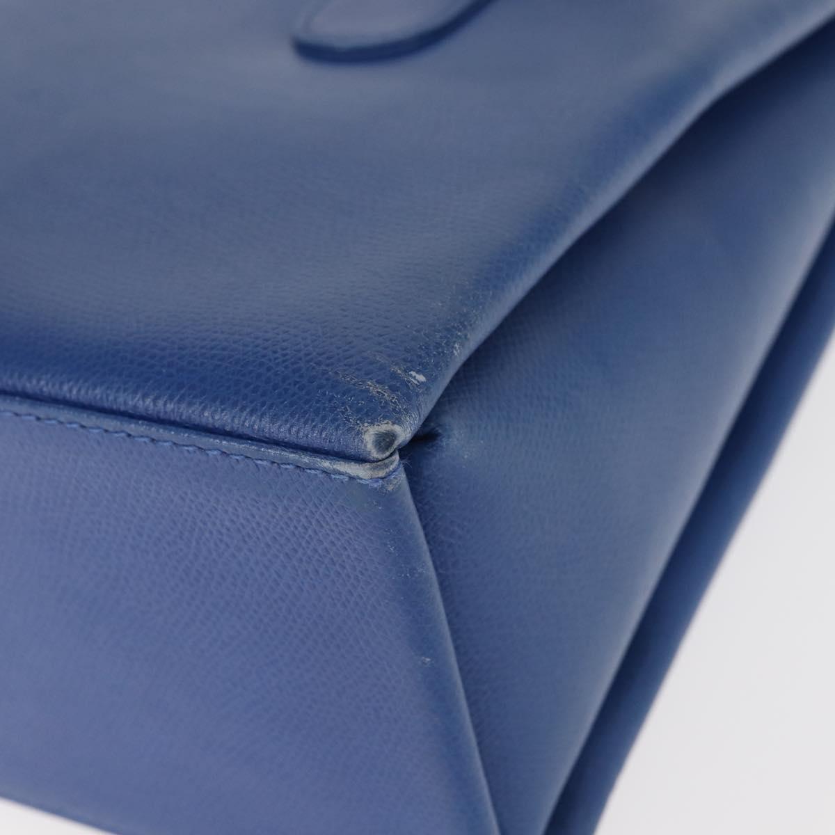 MCM Hand Bag Leather Blue Gold Auth BA6222