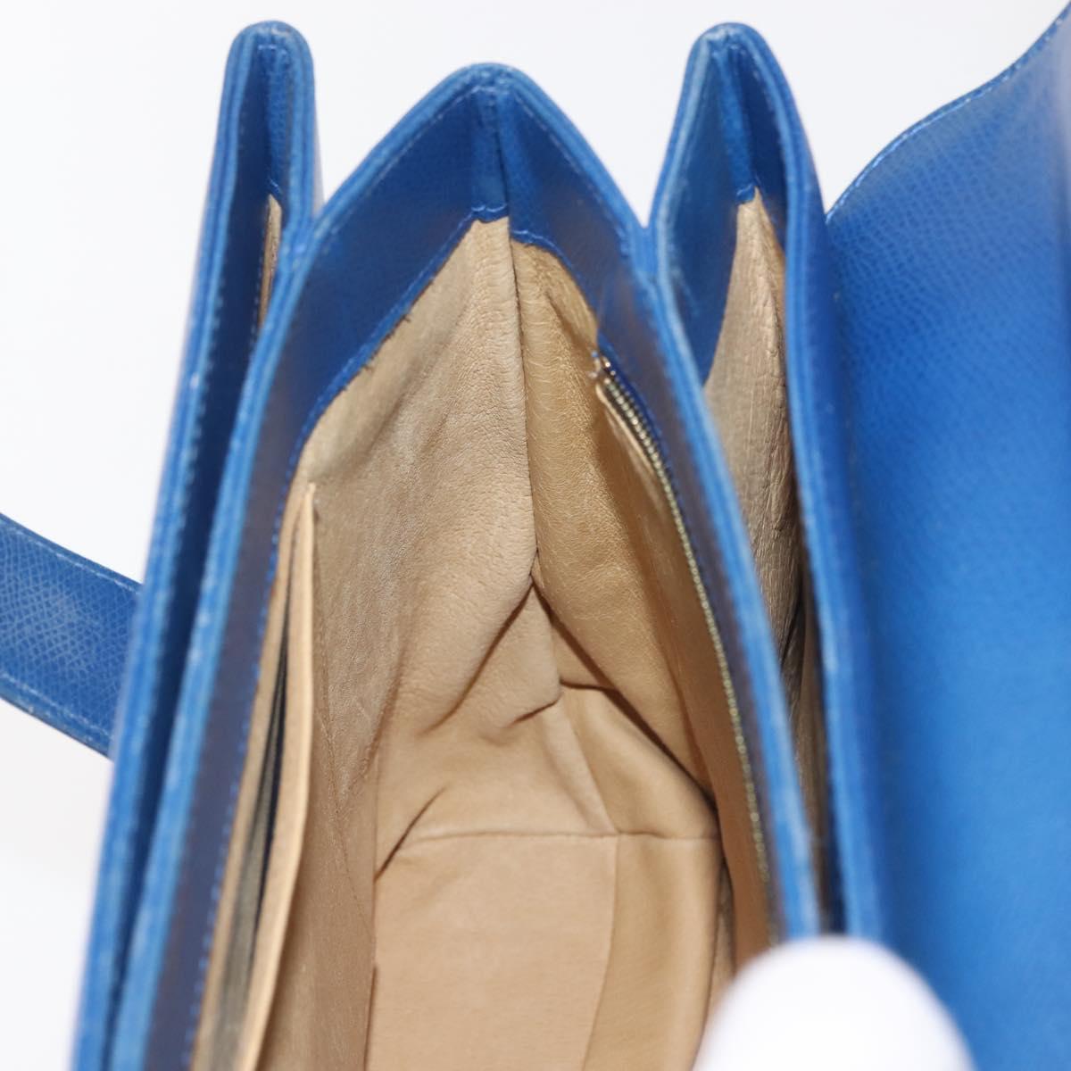 MCM Hand Bag Leather Blue Gold Auth BA6222