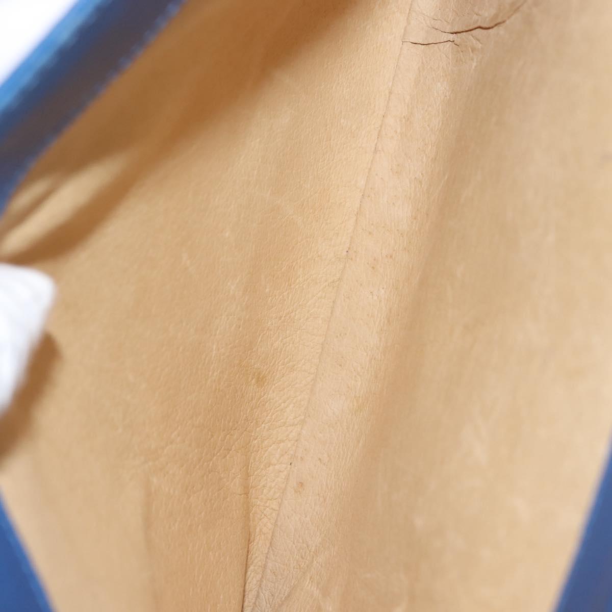 MCM Hand Bag Leather Blue Gold Auth BA6222