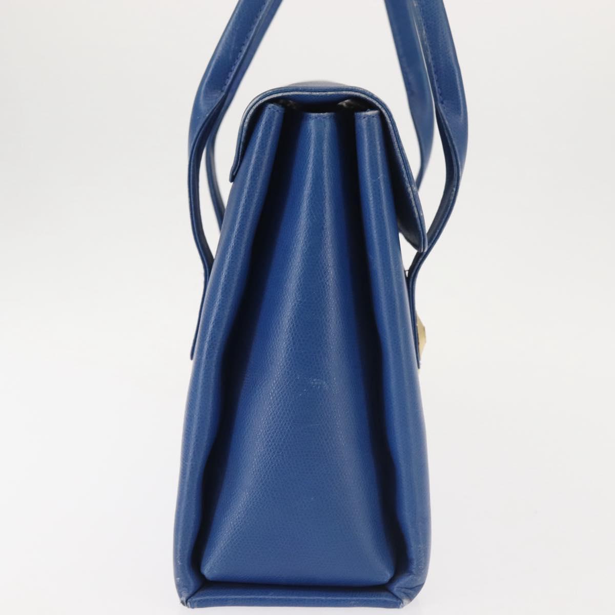 MCM Hand Bag Leather Blue Gold Auth BA6222