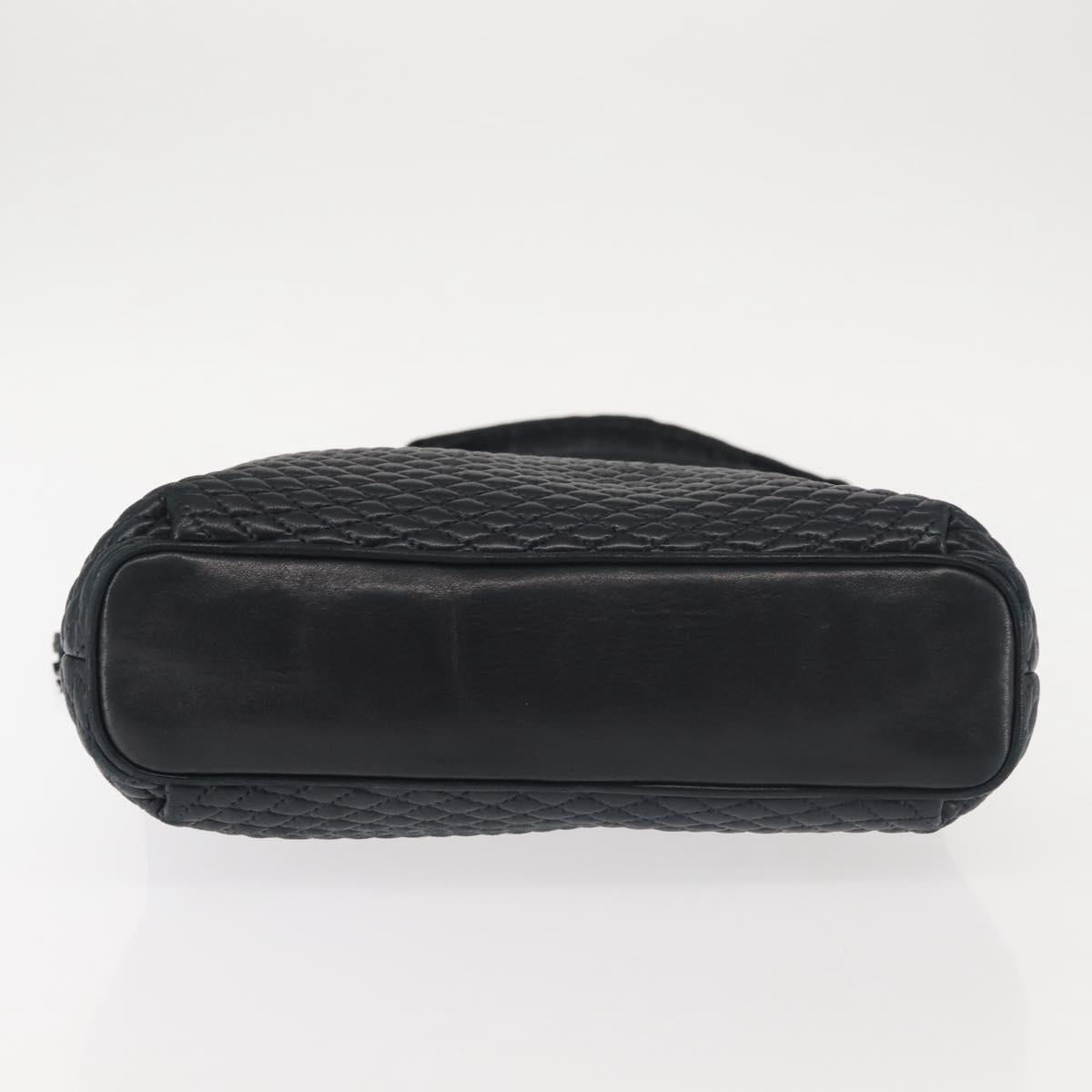 BALLY Chain Shoulder Bag Leather Navy Gold Auth BA6225