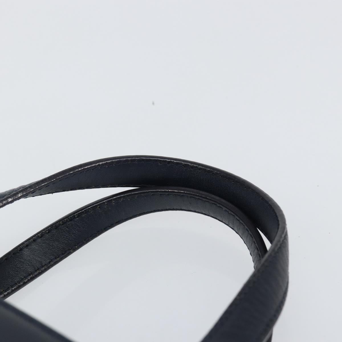 BURBERRY Hand Bag Leather Navy Silver Auth BA6227