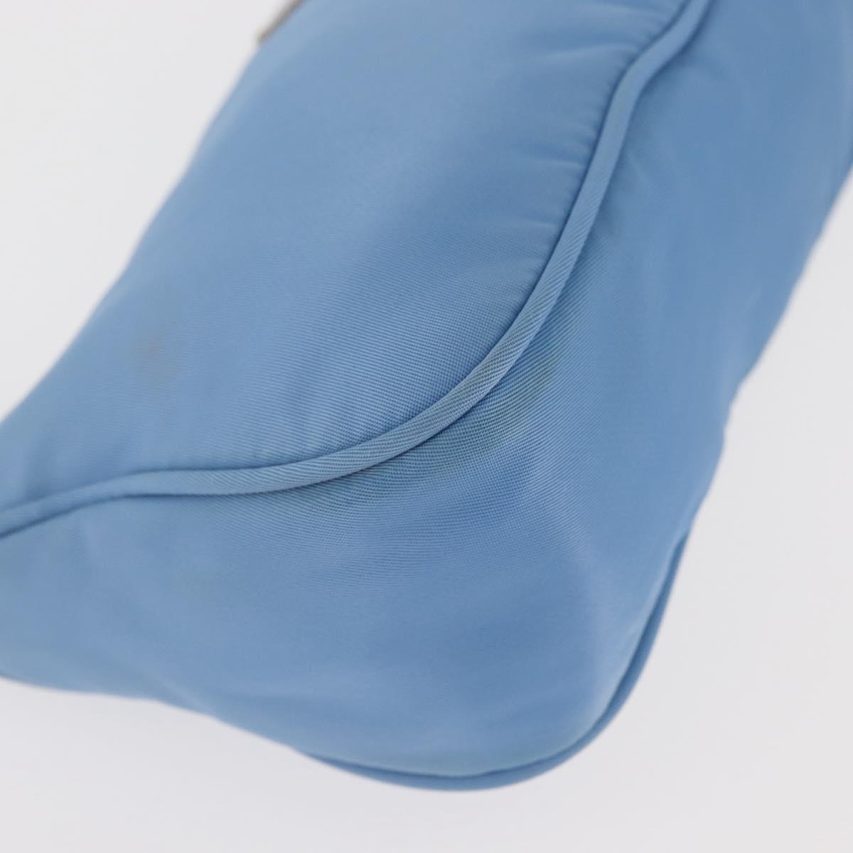 PRADA Accessory Pouch Nylon Light Blue Silver Auth BA6228
