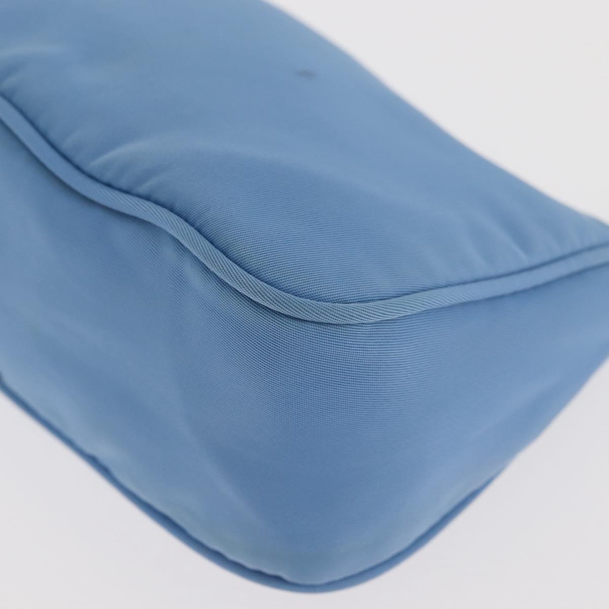 PRADA Accessory Pouch Nylon Light Blue Silver Auth BA6228