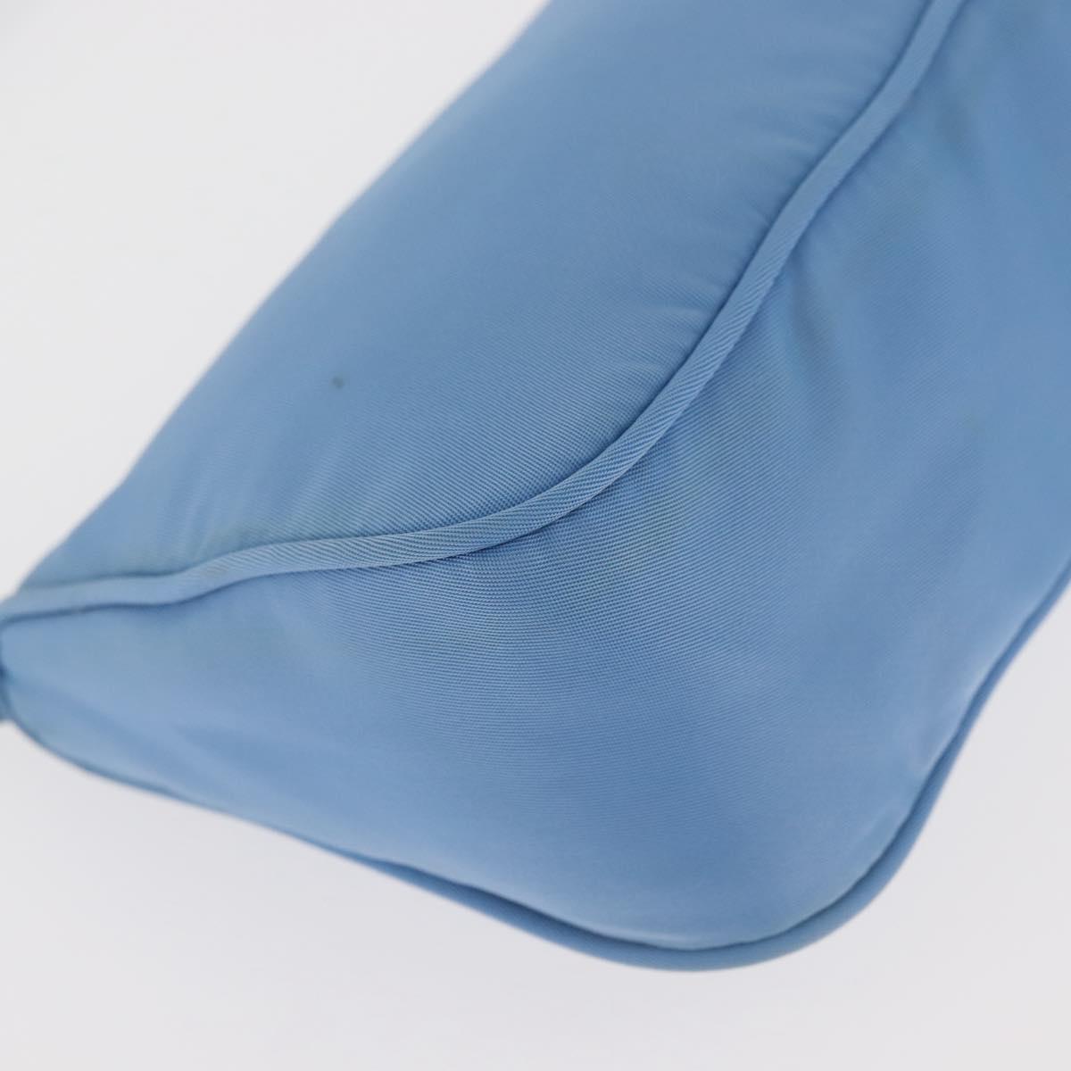PRADA Accessory Pouch Nylon Light Blue Silver Auth BA6228