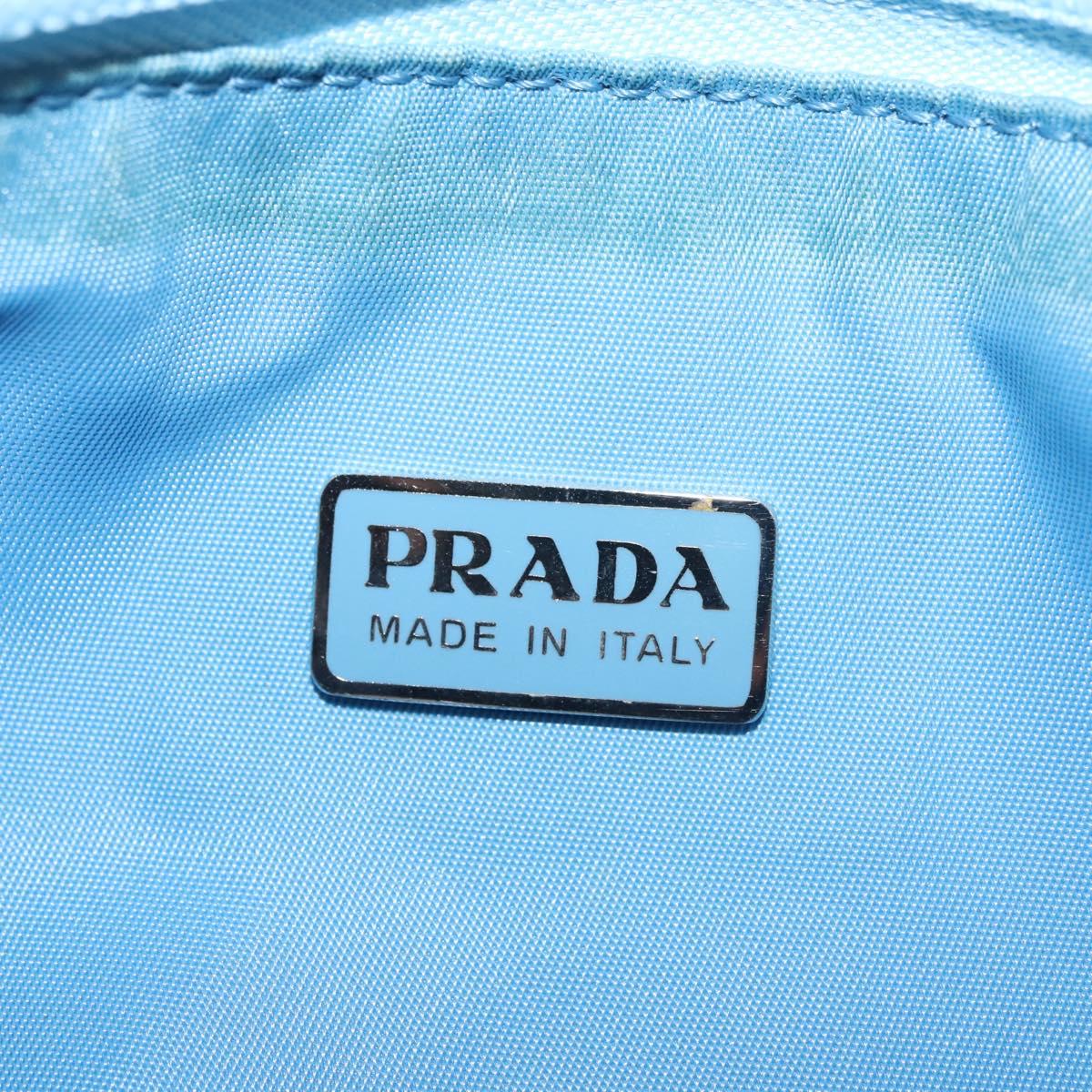 PRADA Accessory Pouch Nylon Light Blue Silver Auth BA6228