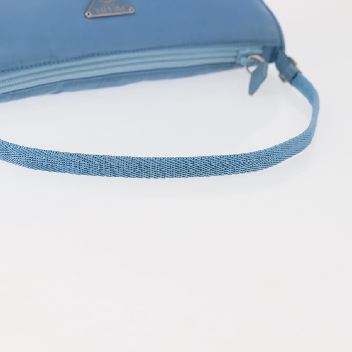 PRADA Accessory Pouch Nylon Light Blue Silver Auth BA6228