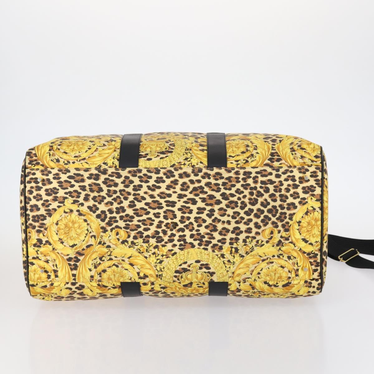 Gianni Versace Boston Bag PVC 2way Yellow Black gold Auth BA6230