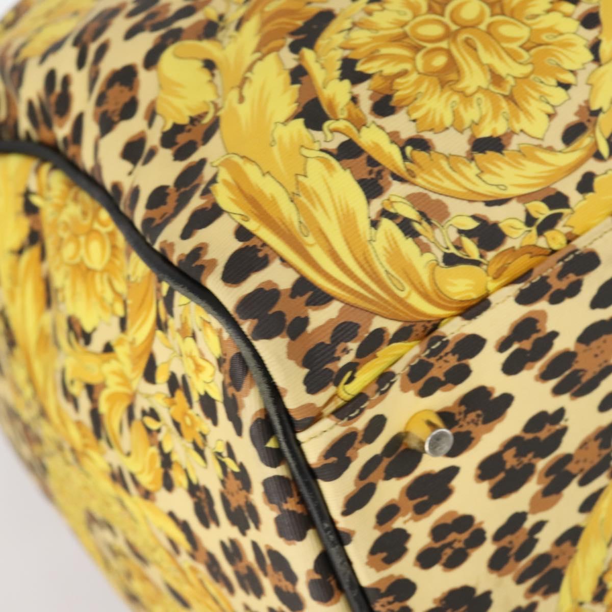 Gianni Versace Boston Bag PVC 2way Yellow Black gold Auth BA6230