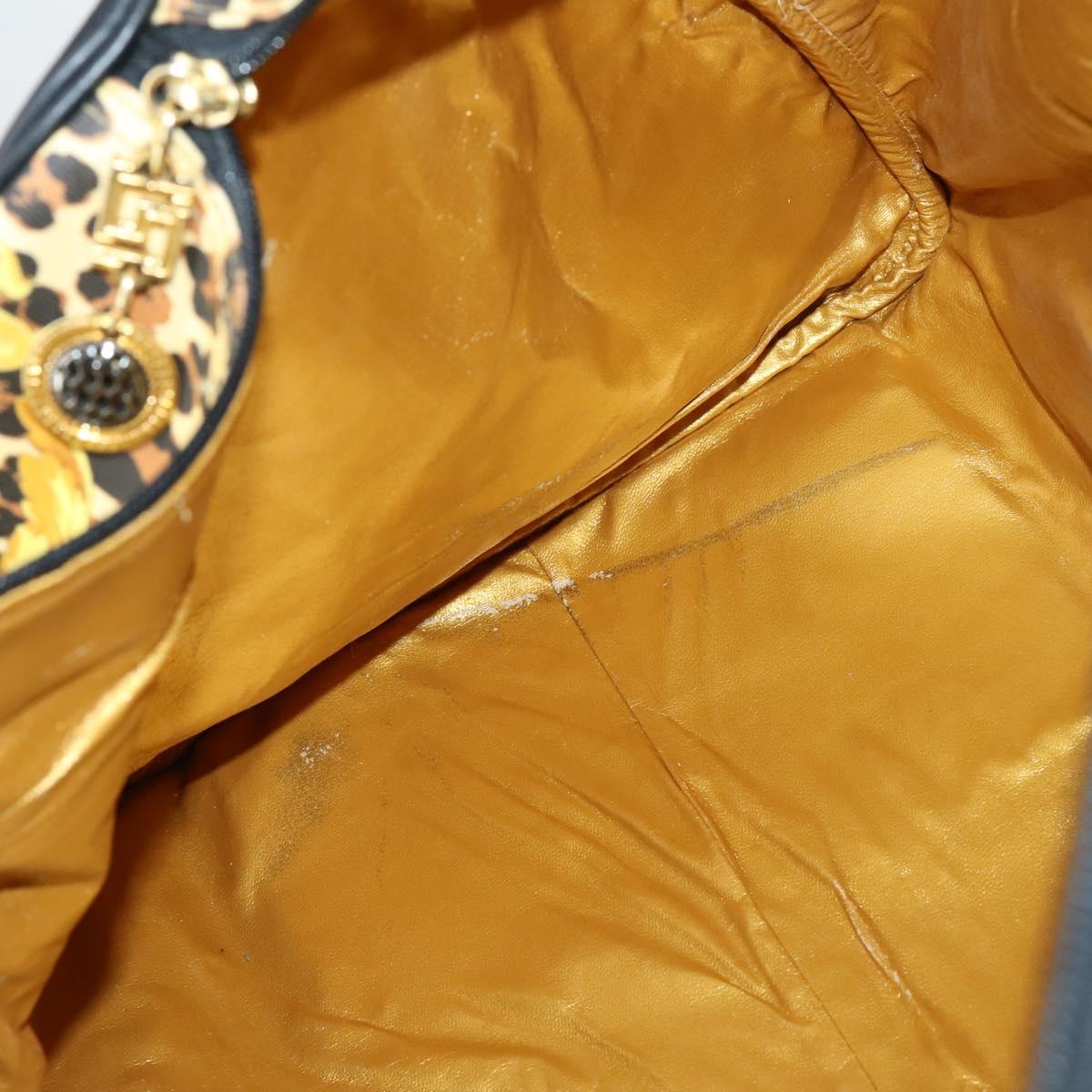 Gianni Versace Boston Bag PVC 2way Yellow Black gold Auth BA6230