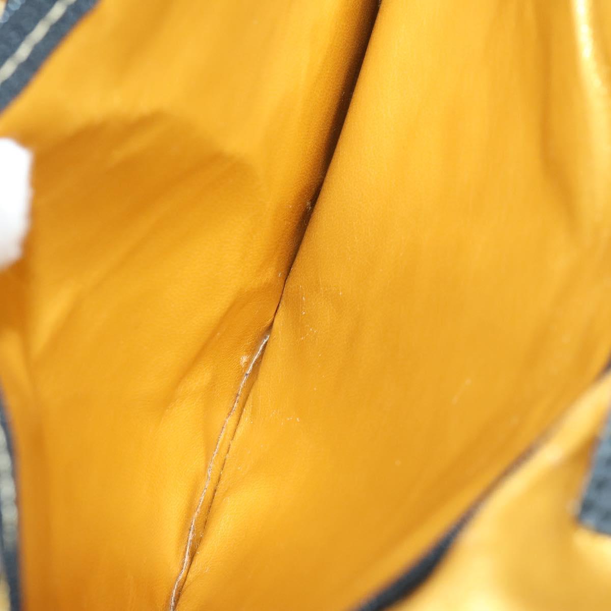 Gianni Versace Boston Bag PVC 2way Yellow Black gold Auth BA6230