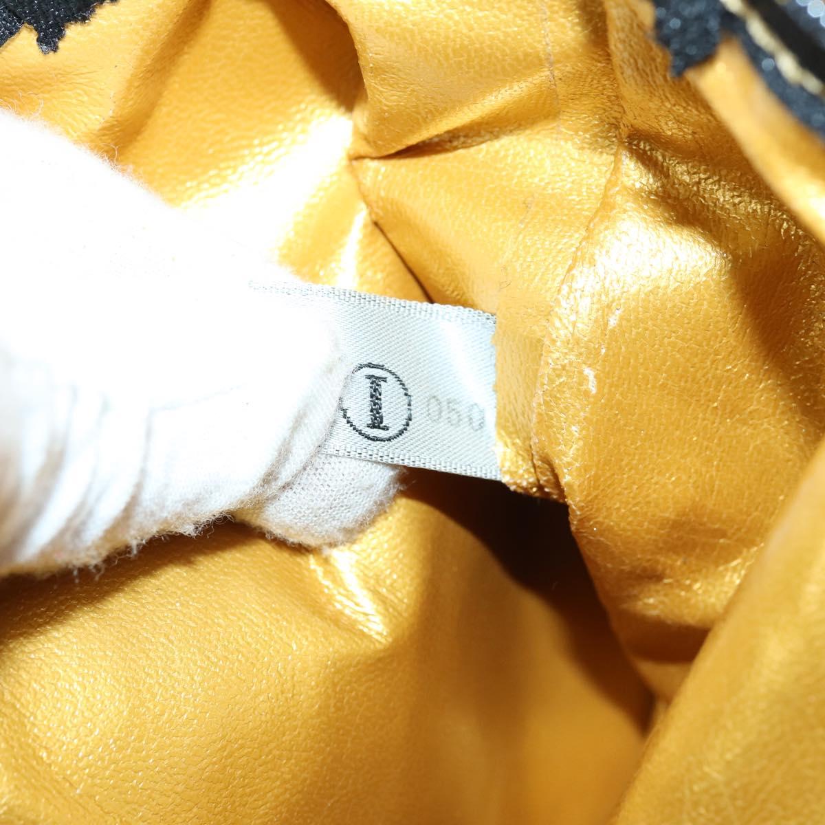 Gianni Versace Boston Bag PVC 2way Yellow Black gold Auth BA6230