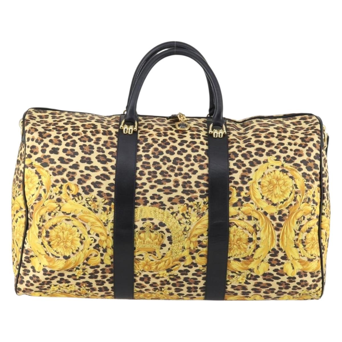 Gianni Versace Boston Bag PVC 2way Yellow Black gold Auth BA6230
