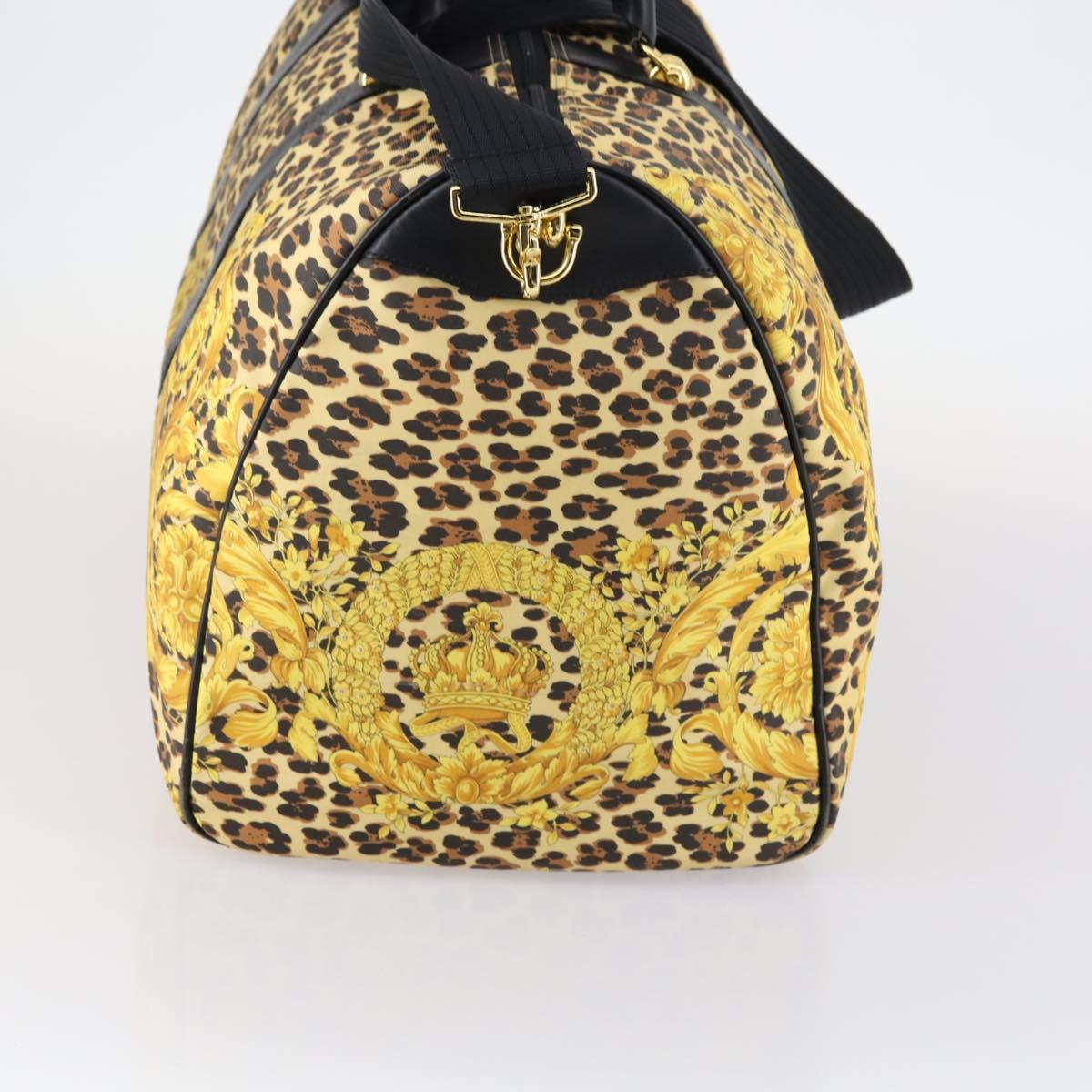 Gianni Versace Boston Bag PVC 2way Yellow Black gold Auth BA6230