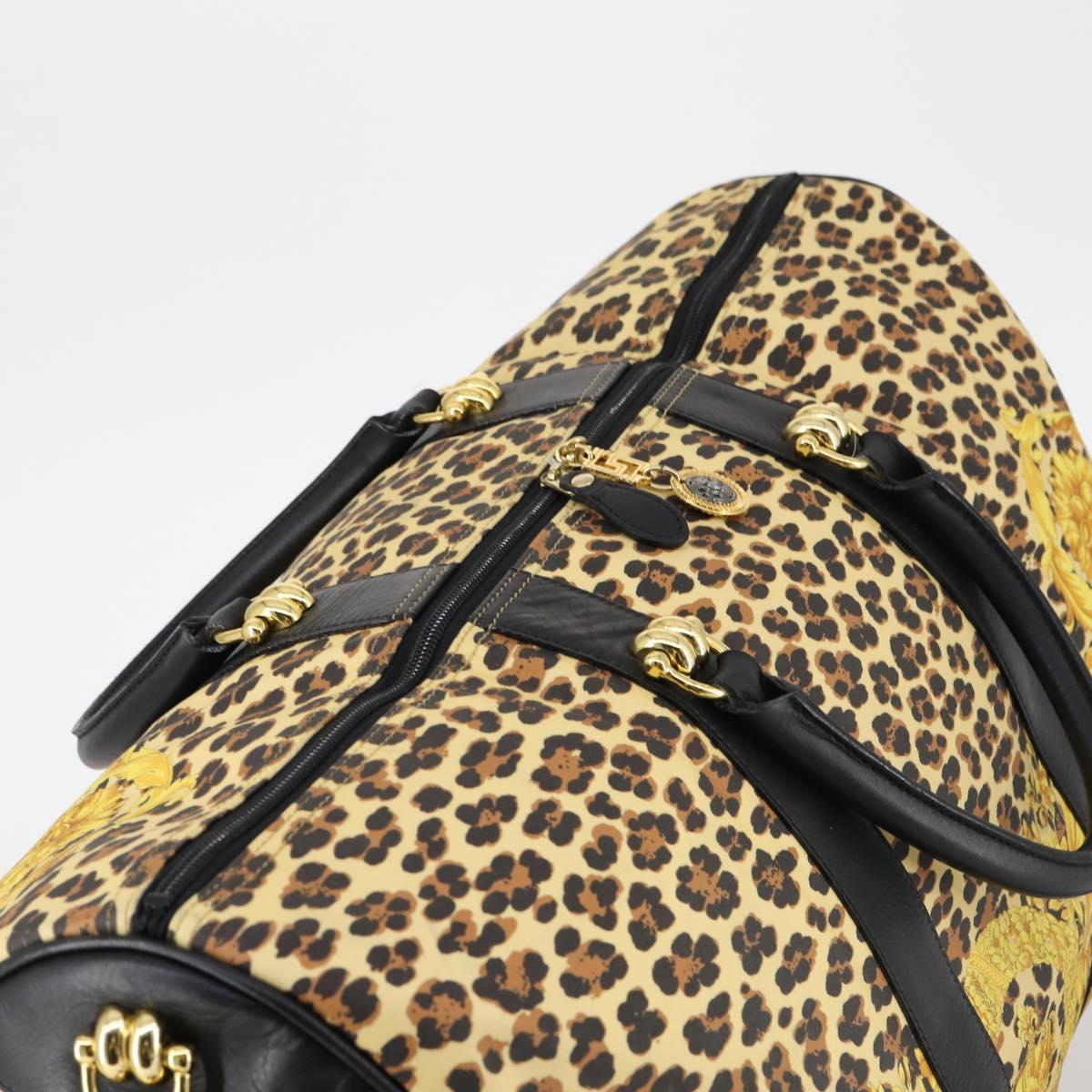 Gianni Versace Boston Bag PVC 2way Yellow Black gold Auth BA6230