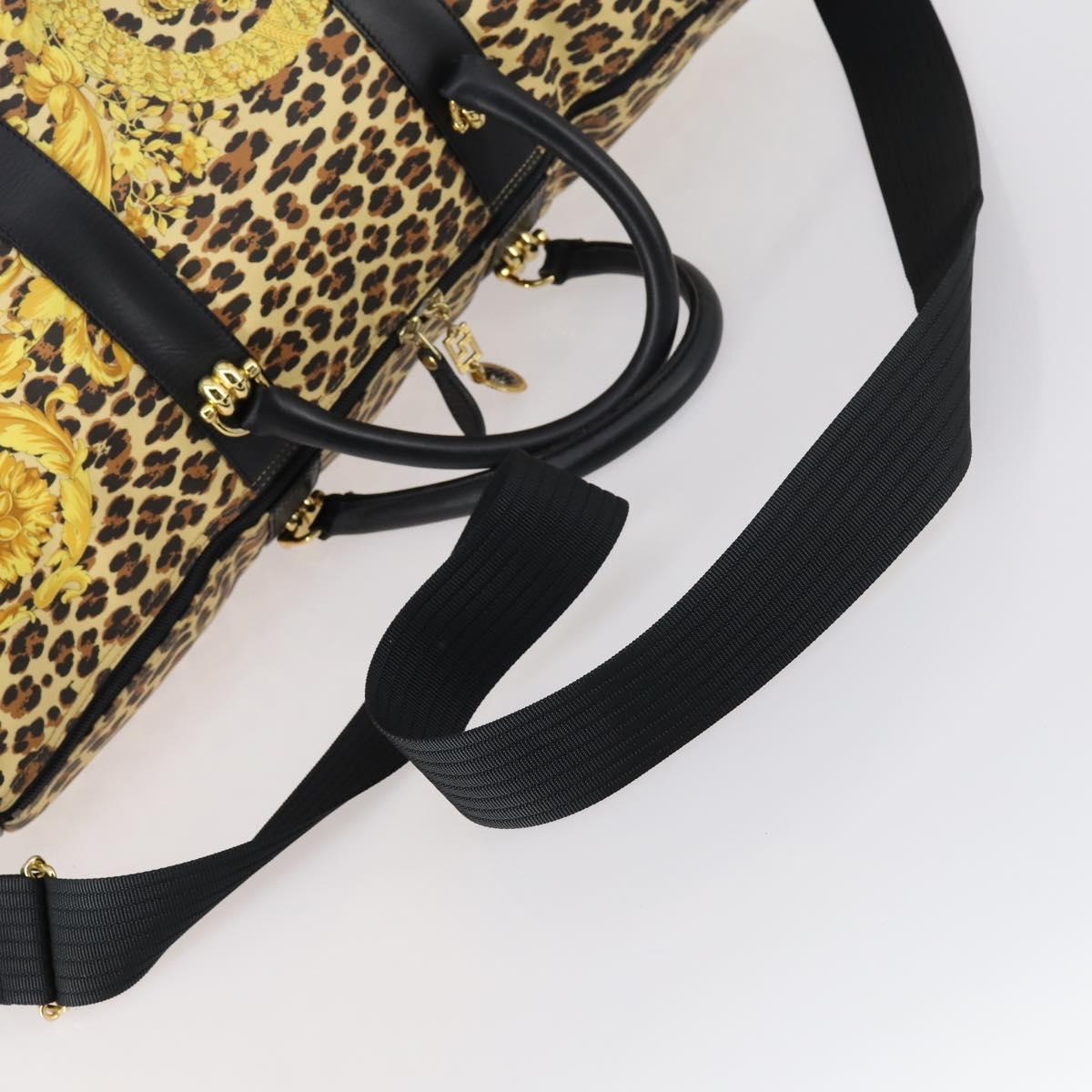 Gianni Versace Boston Bag PVC 2way Yellow Black gold Auth BA6230