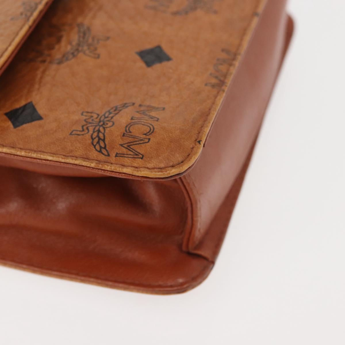 MCM Logogram Vicetos Chain Shoulder Bag PVC Leather Brown Gold Auth BA6231