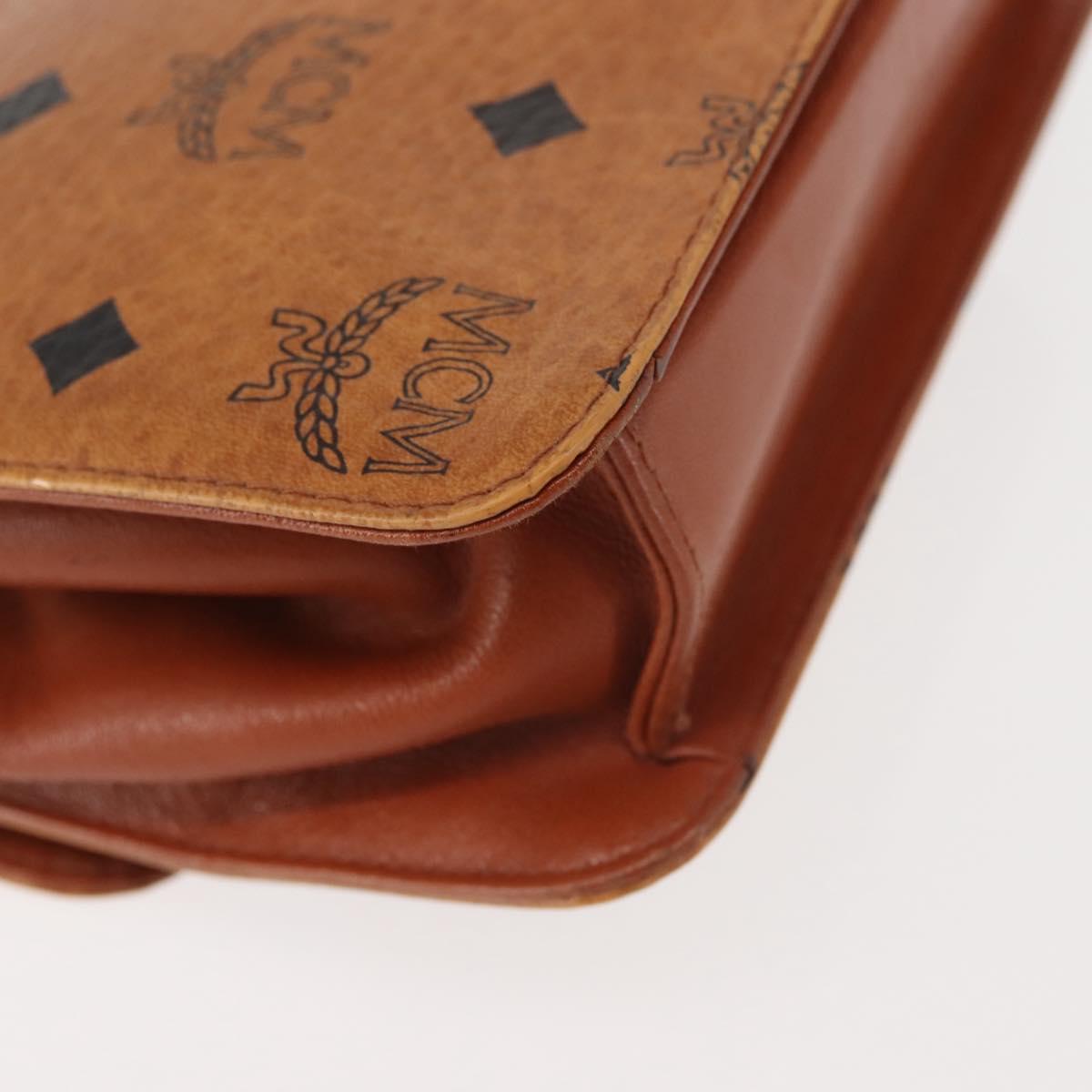 MCM Logogram Vicetos Chain Shoulder Bag PVC Leather Brown Gold Auth BA6231