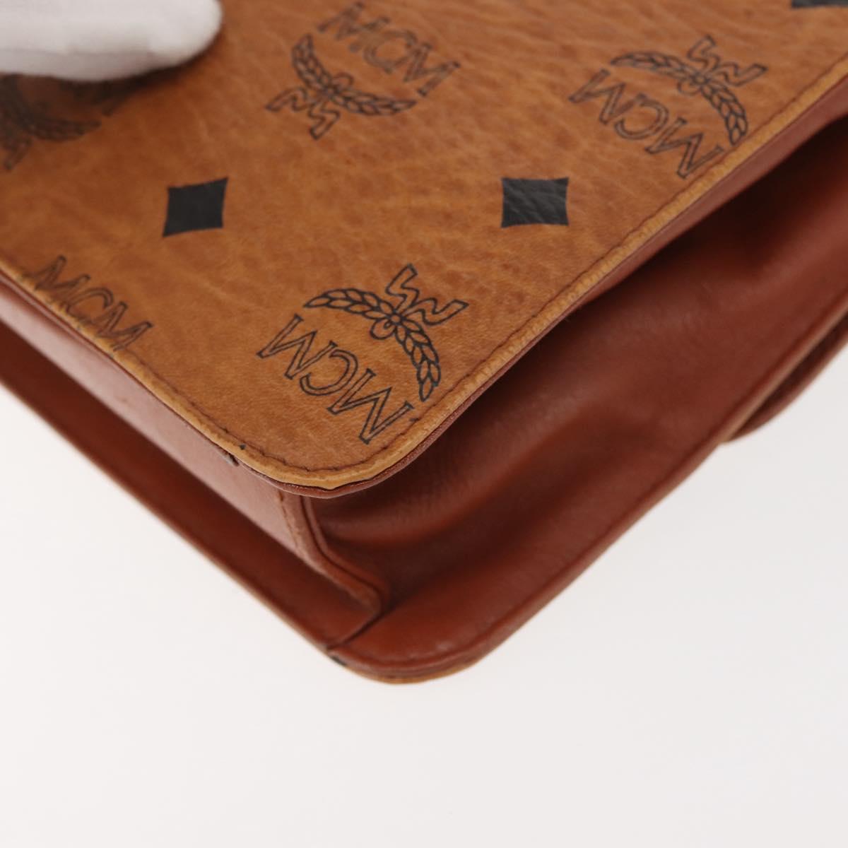 MCM Logogram Vicetos Chain Shoulder Bag PVC Leather Brown Gold Auth BA6231