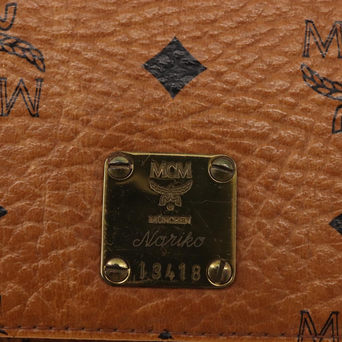 MCM Logogram Vicetos Chain Shoulder Bag PVC Leather Brown Gold Auth BA6231