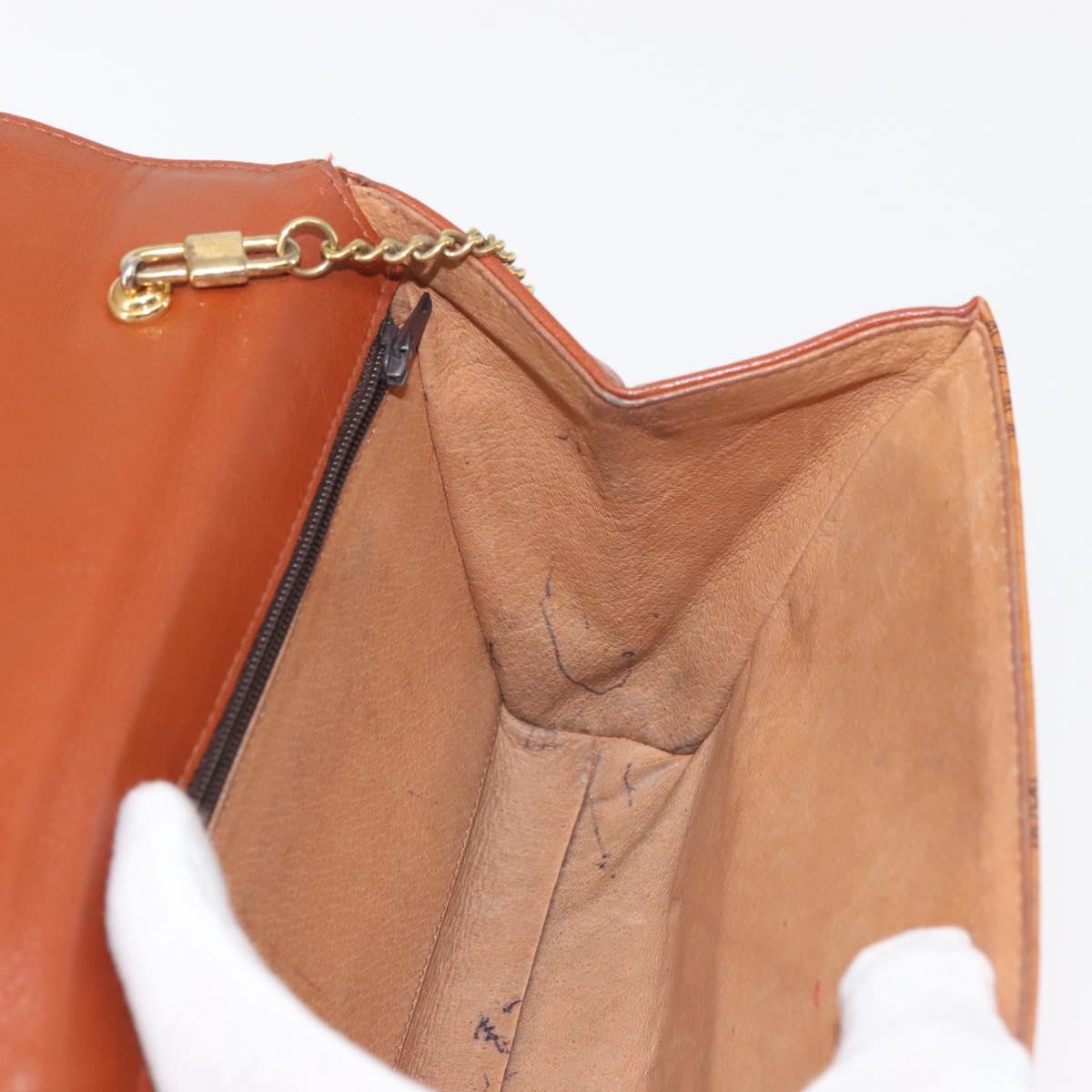 MCM Logogram Vicetos Chain Shoulder Bag PVC Leather Brown Gold Auth BA6231