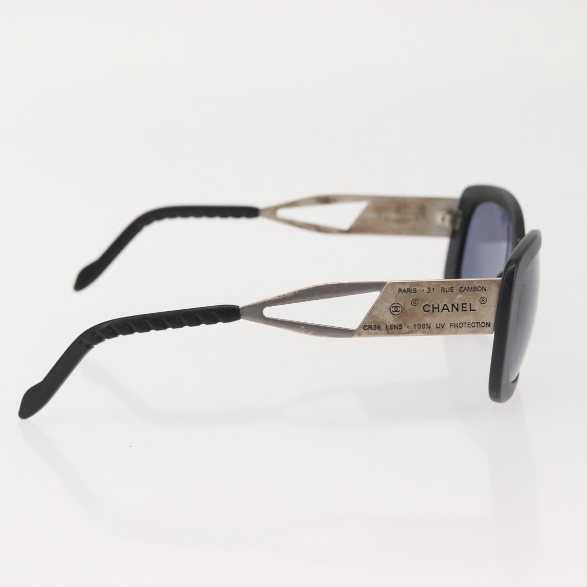 CHANEL Sunglasses Plastic Black CC Auth BA6232