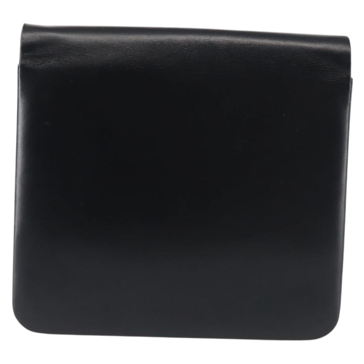 Christian Dior Chain Shoulder Bag Leather Navy Gold Auth BA6234