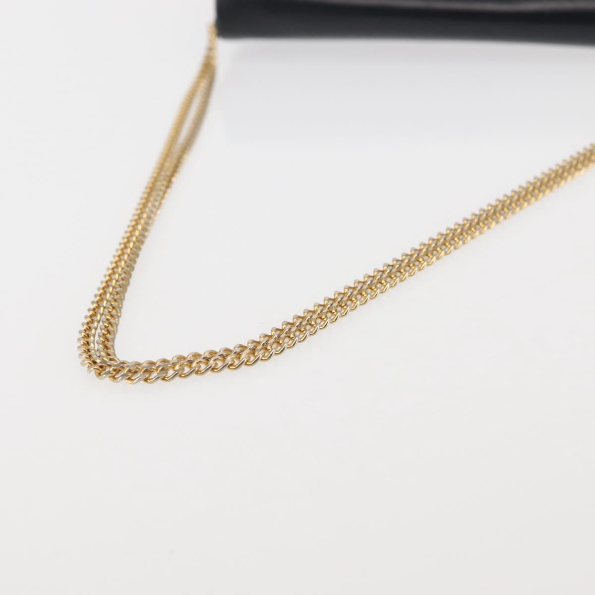 Christian Dior Chain Shoulder Bag Leather Navy Gold Auth BA6234