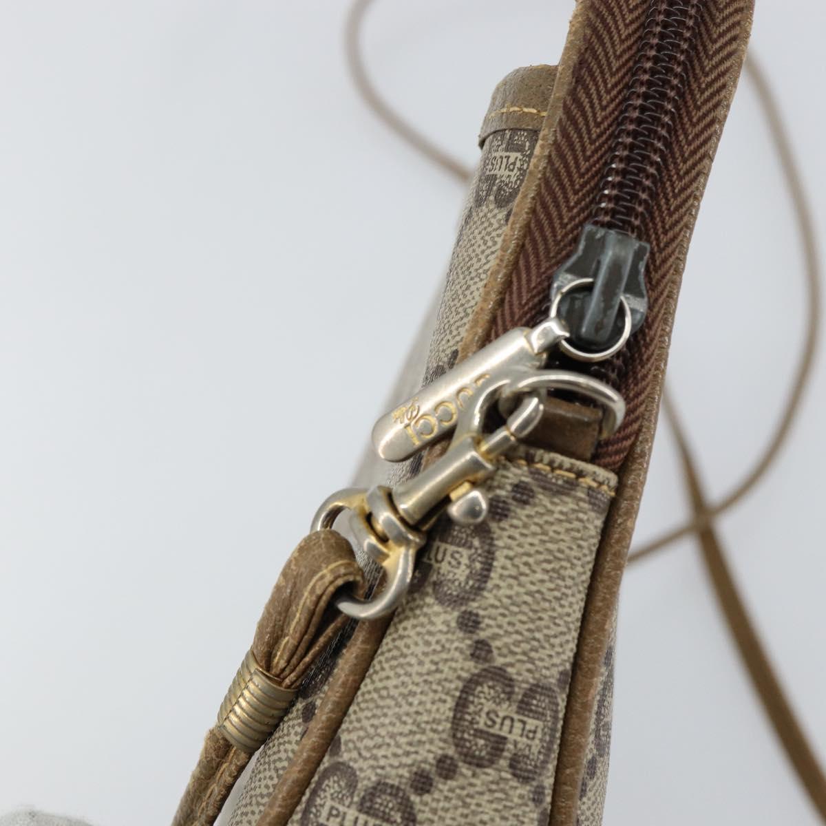 GUCCI GG Plus Supreme Shoulder Bag PVC Leather Beige Gold Auth BA6237