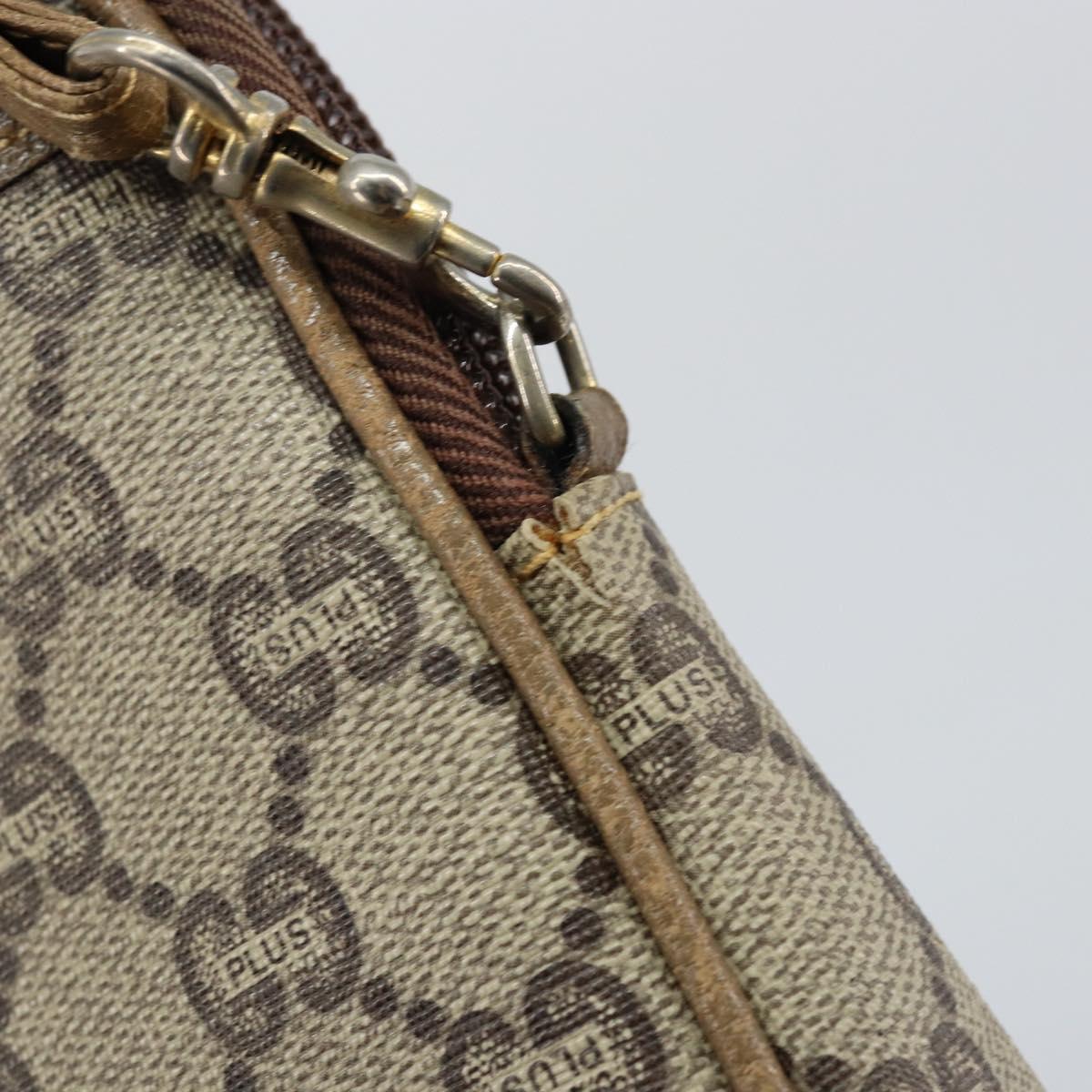 GUCCI GG Plus Supreme Shoulder Bag PVC Leather Beige Gold Auth BA6237