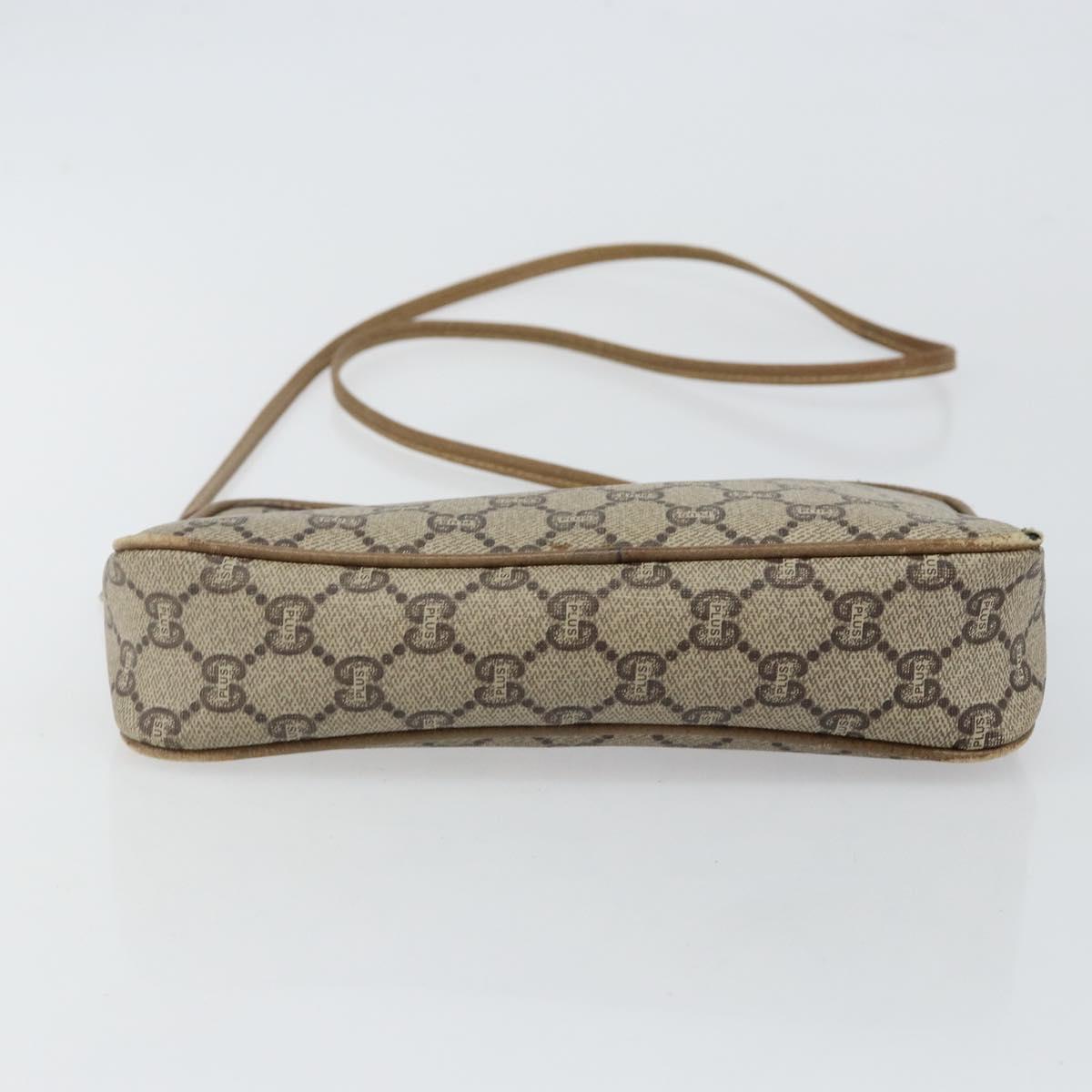 GUCCI GG Plus Supreme Shoulder Bag PVC Leather Beige Gold Auth BA6237