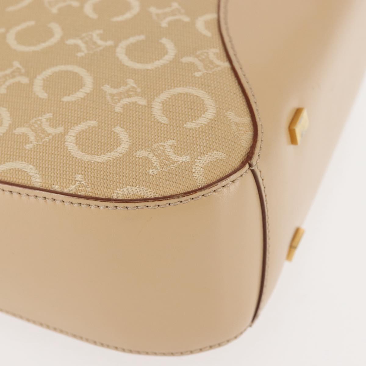 CELINE C Macadam Canvas Shoulder Bag Beige Gold Auth BA6239